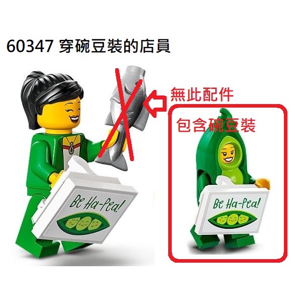 【群樂】LEGO 60347 人偶 穿碗豆裝的店員