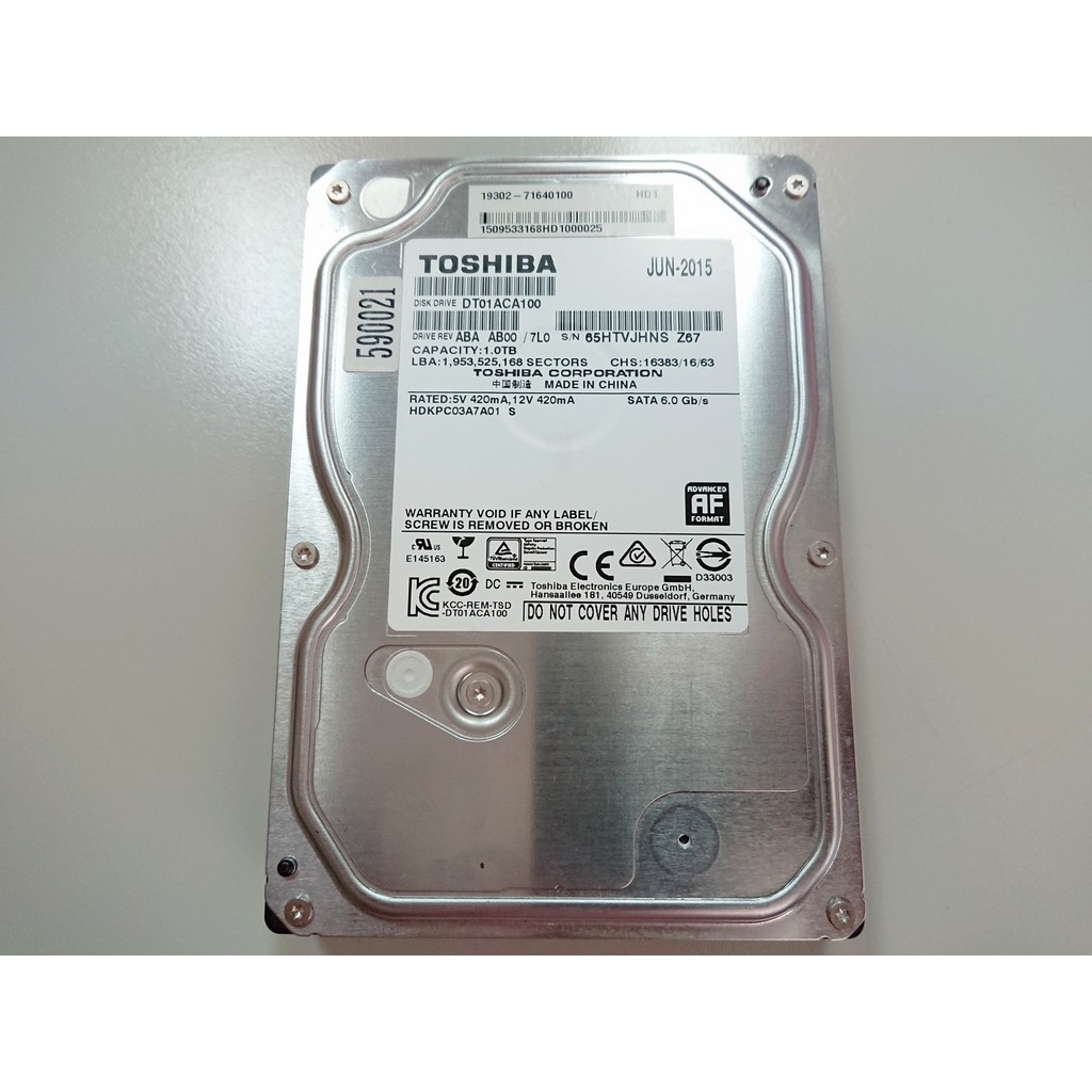 (降價)(二手)Toshiba 東芝 1TB 3.5吋 7200轉 32M快取 SATA 硬碟 DT01ACA100