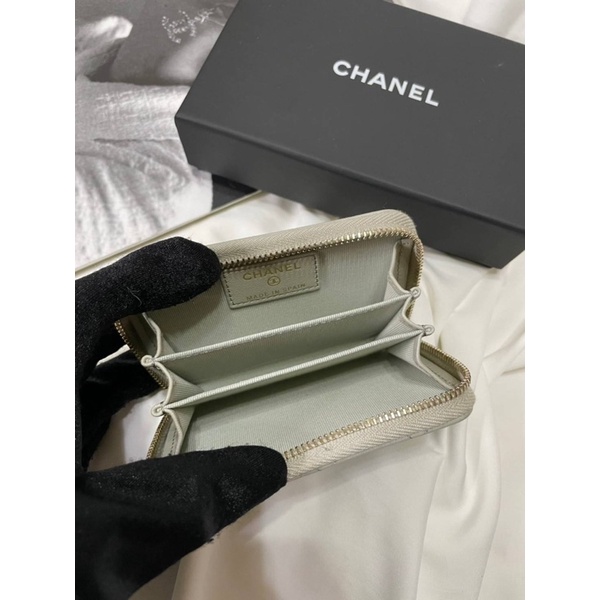台灣現貨💰25500香奈兒 Chanel cf拉鏈錢包  灰金色 雙層卡夾
