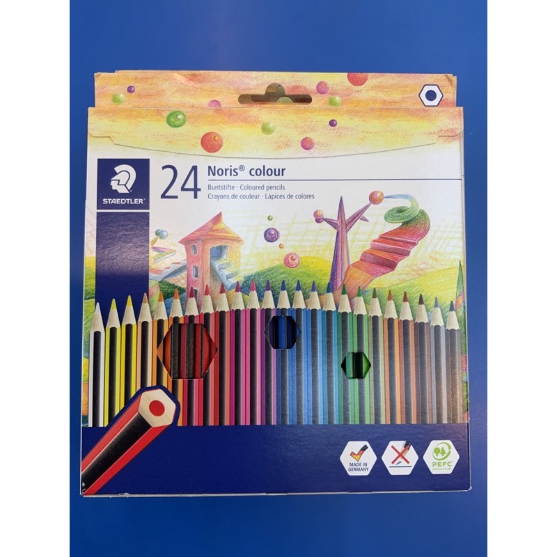 STAEDTLER 施德樓 快樂學園  可擦拭 六角筆桿油性 色鉛筆 24色185 C24