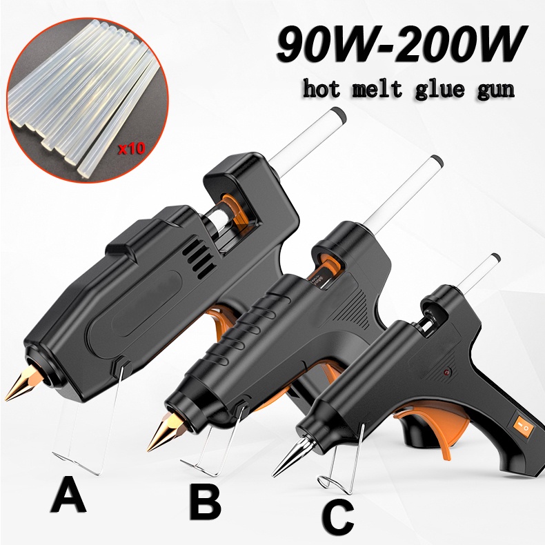90w-200w 熱熔膠槍工業迷你槍熱電加熱溫度工具便攜式維修加熱工具帶 10 個膠棒
