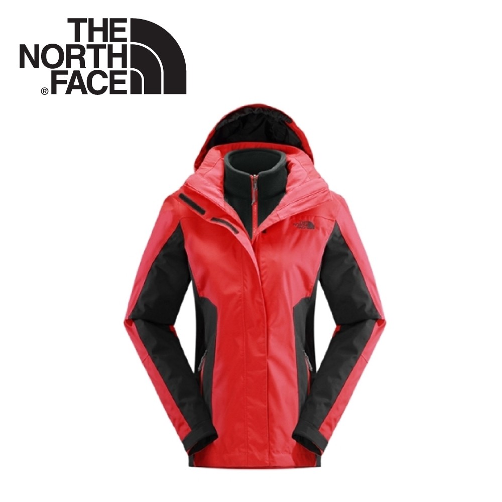 【The North Face 女 HV刷毛兩件式外套《瓜紅/瀝灰》】CUF2/保暖/戶外/運動/登山/悠遊山水