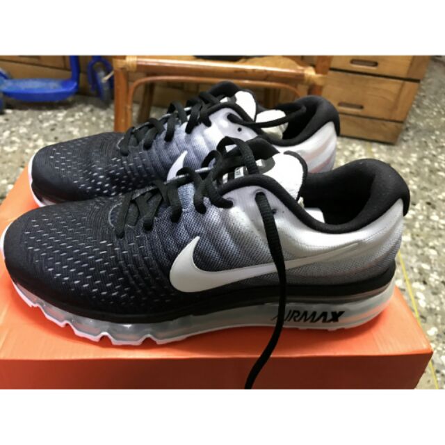 NIKE AIR MAX 2017 US8 黑 白 3M 反光 全氣墊 飛線 銀勾 輕量 慢跑鞋 849559-010