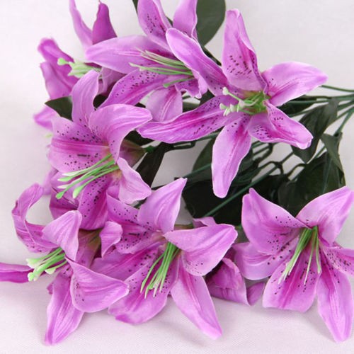 19 全新tofoco仿真百合花10頭香水百合絹花婚慶花居家裝飾虎蘭花 蝦皮購物