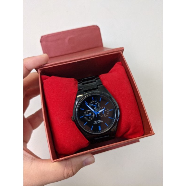 二手 近八成新 Roven Dino 羅梵迪諾RD9803 三環手錶 腕錶 黑藍