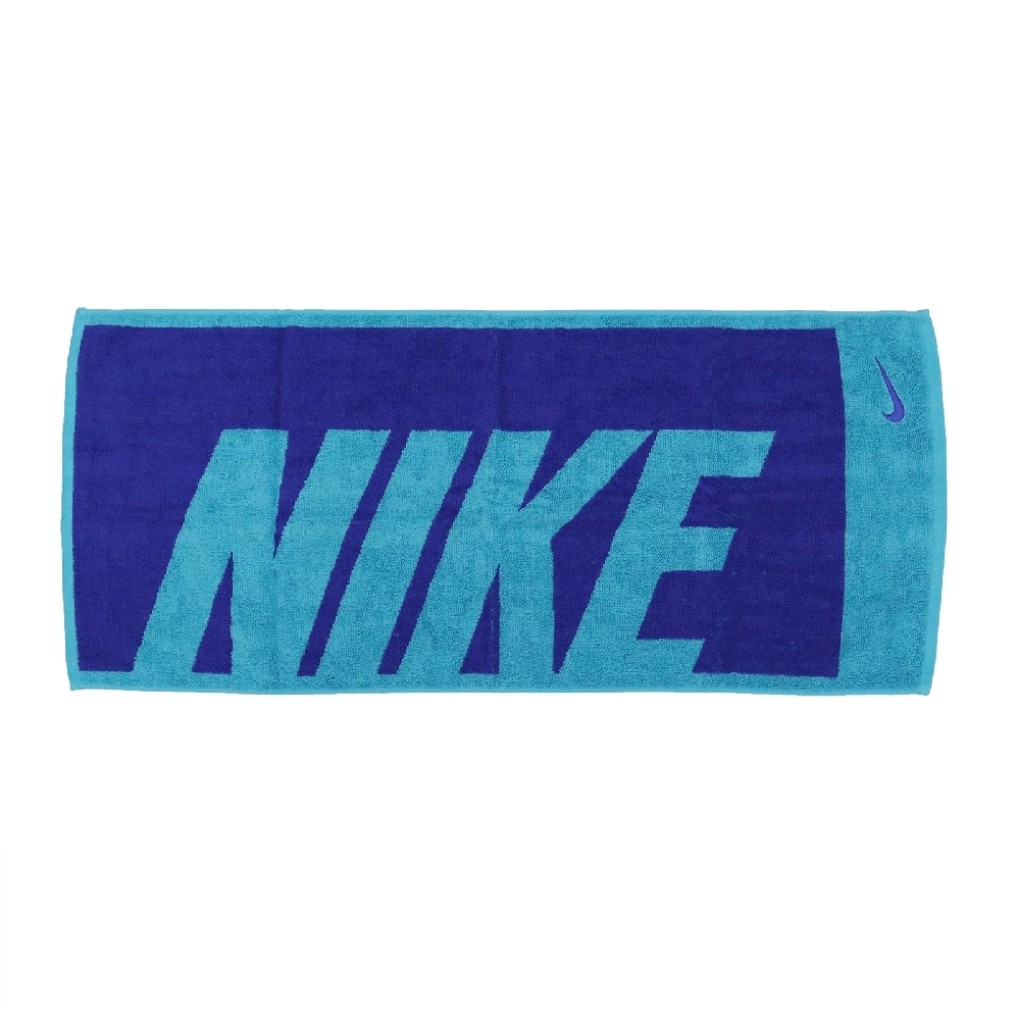 NIKE 緹花Jacquard 盒裝長型毛巾(中) 淺藍/皇家藍字/淺藍勾 35x80cm 全新正品