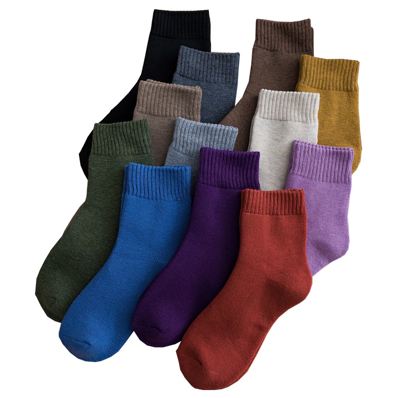 毛圈襪子女士中筒襪秋冬季長筒羊毛襪加厚加絨保暖毛巾襪KW876