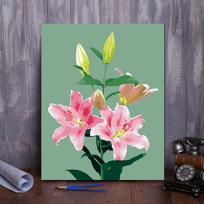 Diy數字油畫百合花手工填充客廳玄關裝飾繪畫照片明星風景可定製 蝦皮購物