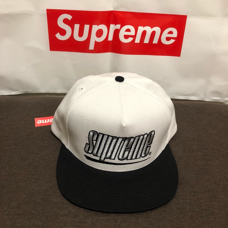 ［現貨］Supreme UNDERLINE 6-PANEL 棒球帽 LOGO 黑/白 六片帽 SS18H29
