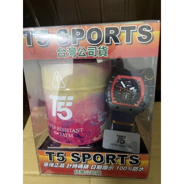 T5 sports time 三眼真手錶 三眼計時碼錶 日期
