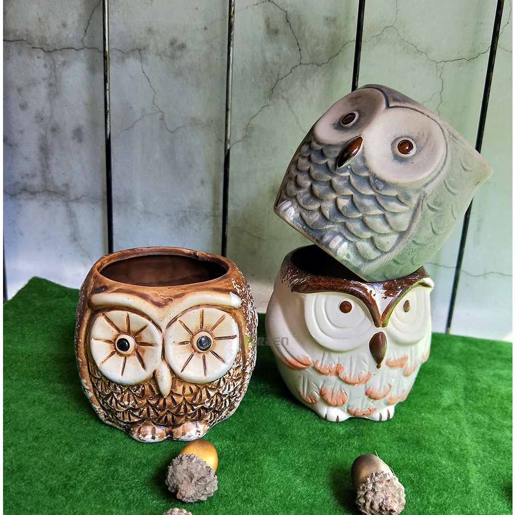 陶瓷花器 40 小豆盆 拇指盆器 仙人掌 花盆 多肉 植栽 栽盆 置物 花器 台韓高雄店 貓頭鷹 蝦皮購物