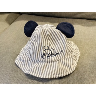日本Amazon 購入 9.5成新 迪士尼Mickey 米奇耳朵 柔軟綁帶可折疊寶寶帽子44-48cm 售灰藍色