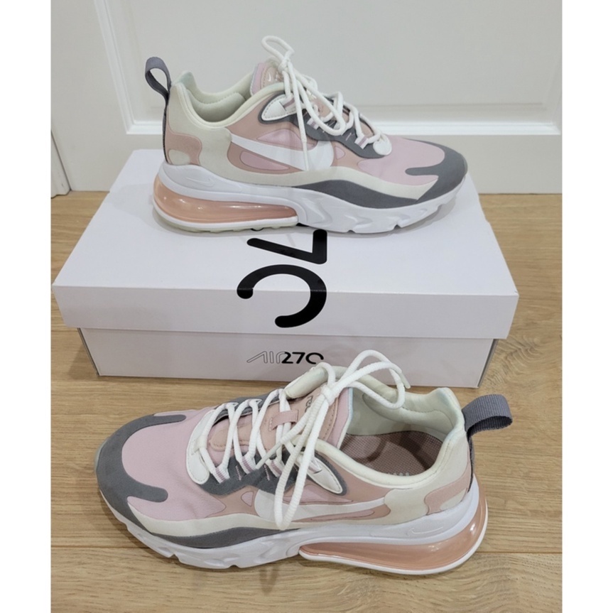 【小姐姐斷捨離】二手。正品。NIKE。Air Max 270 React。尺寸：6（23~23.5 cm）。粉灰色。春夏