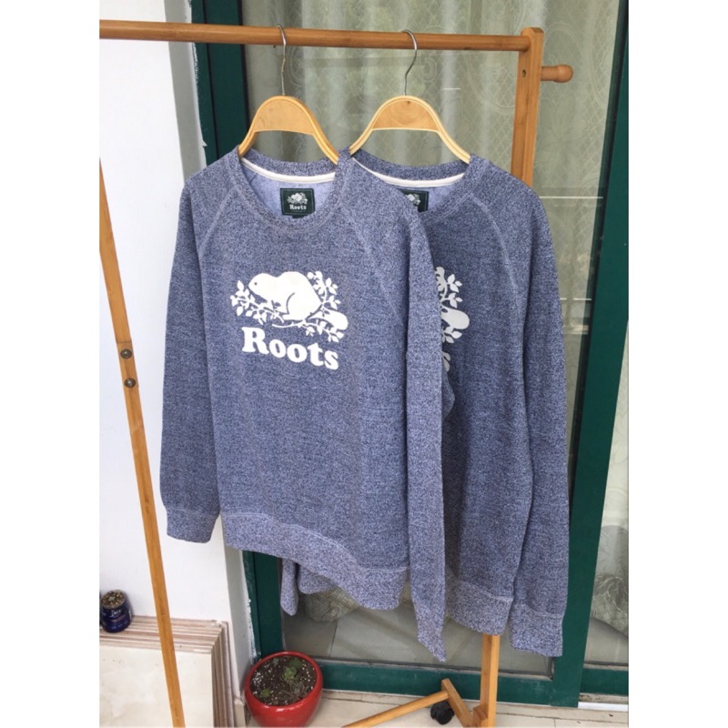 現貨💕Roots 男女款17年 情侶 圓領棉質 長袖大學T 白芝麻