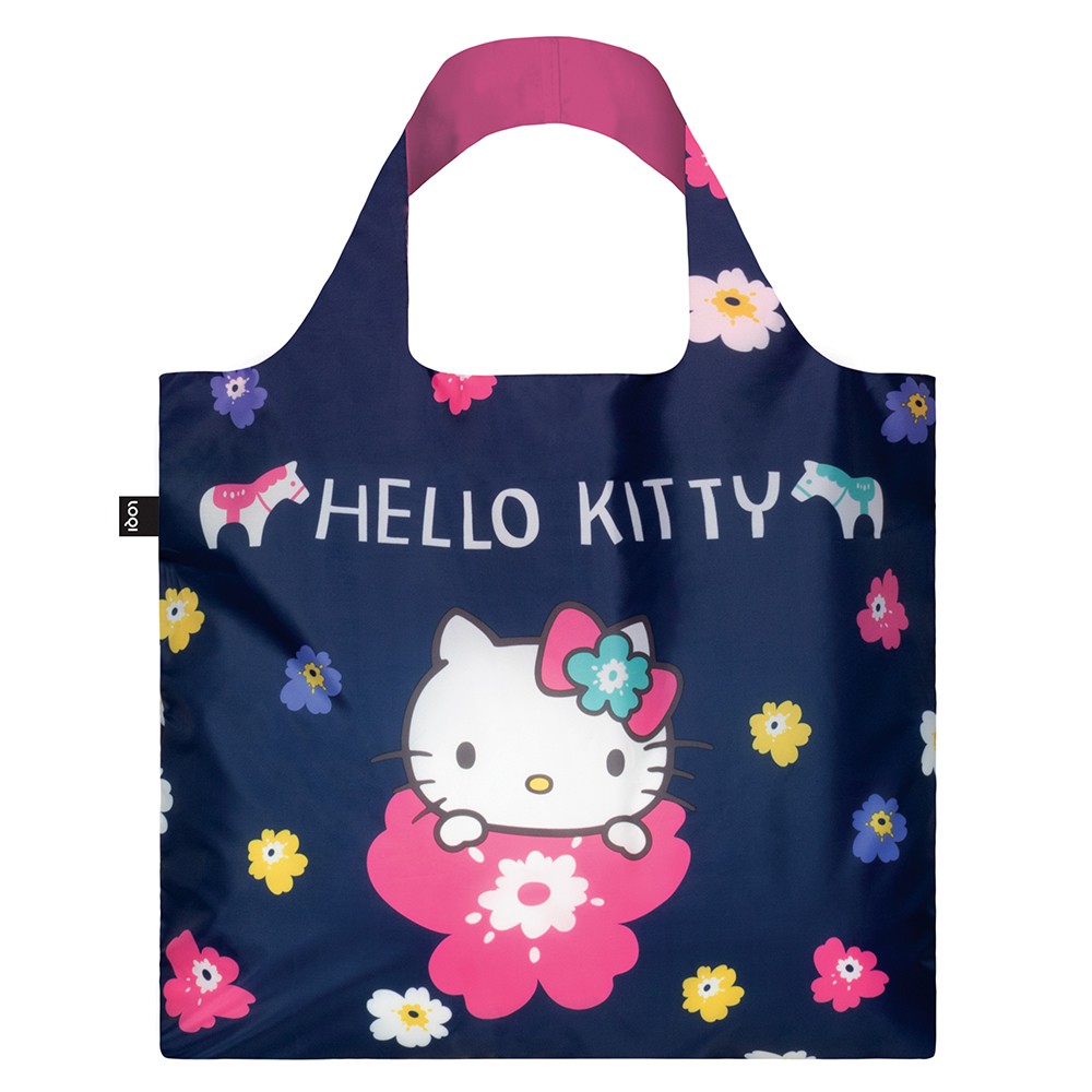 LOQI 春捲包／Hello Kitty 北歐深藍 環保袋．購物袋．收納袋