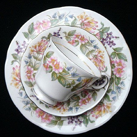 【拾年之路】 英國製Paragon派拉崗Country Lane鄉村小徑三件式骨瓷咖啡杯+盤(免運)
