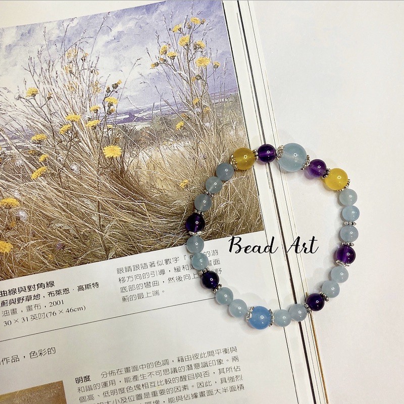 【珠藝⚜️天然水晶】⭐️台灣現貨🈵️1200免運🚚海藍寶、藍玉髓、紫水晶、黃玉髓、925純銀/手環-手珠-手鍊-925