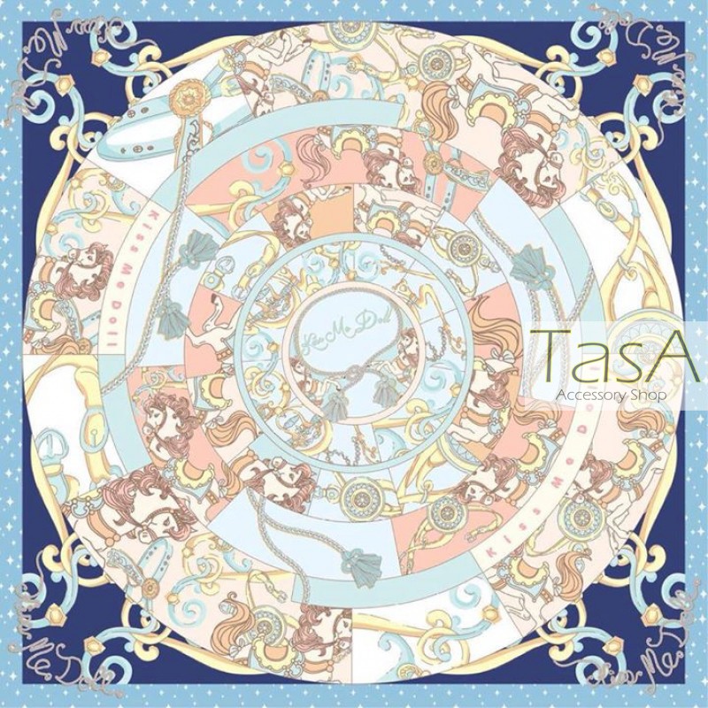 TasA Accessory-Kiss me doll泰國設計師品牌絲巾(現貨)-經典木馬系列Miracle款(藍色)