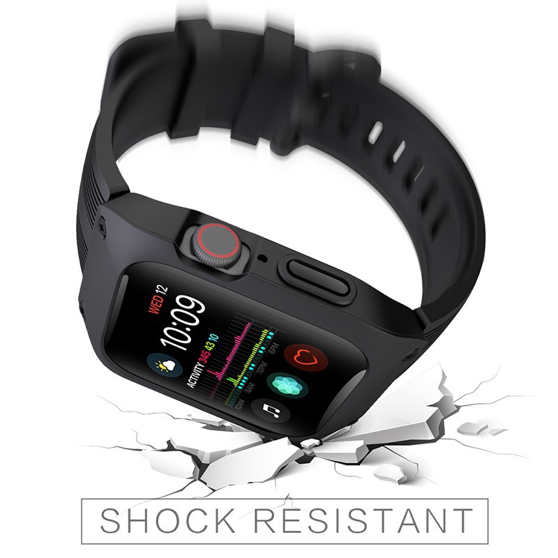 蘋果apple watch6代手表表帶iwatch5/4/3 40mm44mm se一體硅膠運動表帶蘋果手表防摔保護殼套
