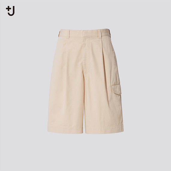 (二手) UNIQLO +J / 男裝 寬版工作短褲 斜紋布 寬短褲 Plus J Jil Sander