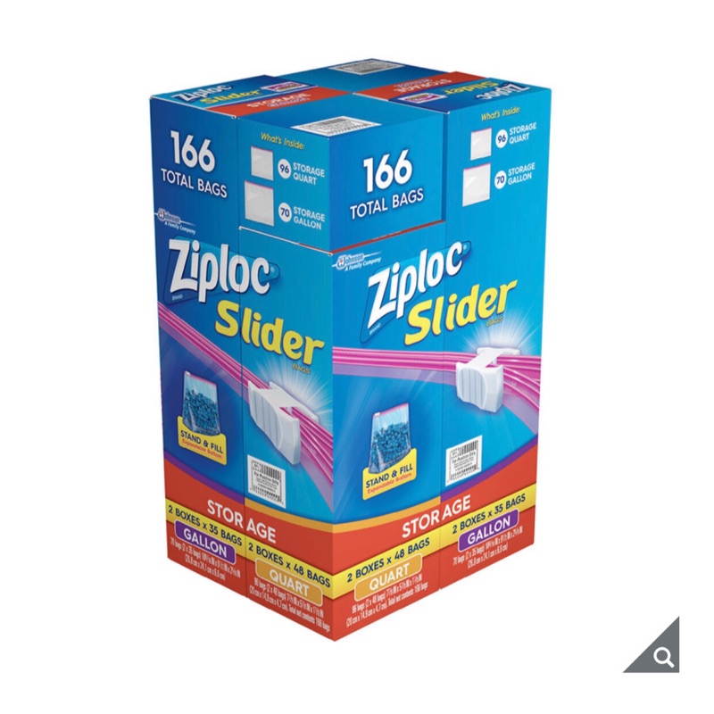 (宅配免運）Ziploc 拉鍊式保鮮夾鏈袋（332個共兩箱）保鮮袋 夾鏈袋 食品包裝袋 冷凍冷藏袋 好市多代購