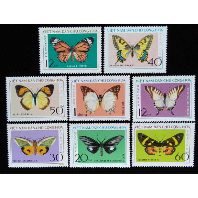蝴蝶越南郵票1976年1月16日發行蝴蝶郵票全套8張特價