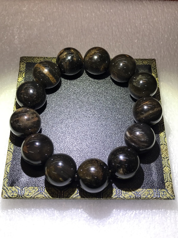 天然極稀有黑色緬甸樹化玉手珠 蝦皮購物