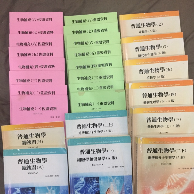 學士後中醫 後西醫 沈浩生物 全套教材 108中國醫慈濟雙榜生 完整上課筆記