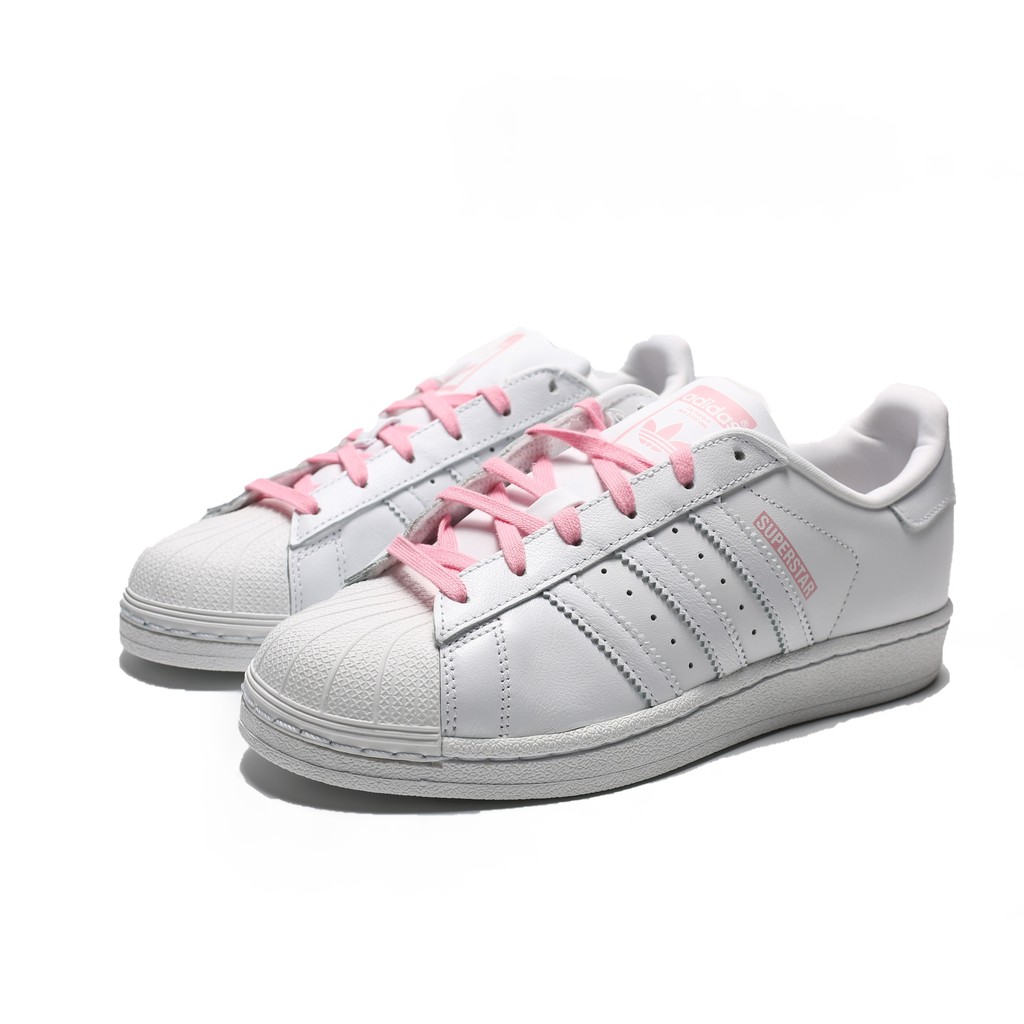 ADIDAS SUPERSTAR 白 粉 鞋帶 貝殼頭 小白鞋 中童(布魯克林)2019/5月 CG6626