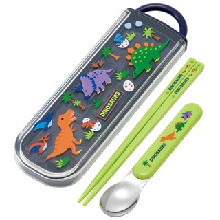 【現貨-日本SKATER】日本製 恐龍 抗菌兒童餐具組 湯匙 筷子 可用洗碗機