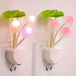 七彩光控小夜燈荷葉蘑菇燈LED節能小夜燈