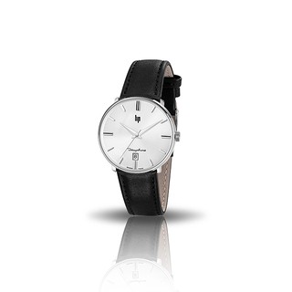 【lip】Dauphine時尚質感白面皮革石英腕錶-銀框黑/671421/台灣總代理公司貨享兩年保固