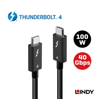 LINDY 林帝 被動式 THUNDERBOLT 4 INTEL 原廠認證傳輸線 100W, 1M (31120)