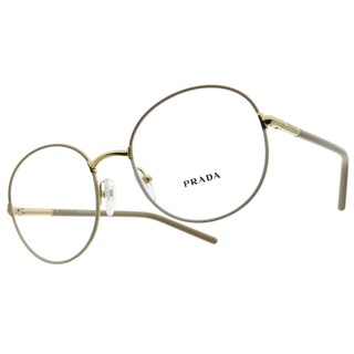 PRADA 光學眼鏡 VPR55W 06I-1O1 潮流撞色圓框 (咖啡-白) 精品眼鏡 - 金橘眼鏡