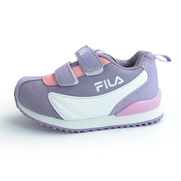 FILA 休閒鞋 阿甘 復古 絨布 康特杯 雙黏帶 紫粉色 小中童尺寸【7J851V911】