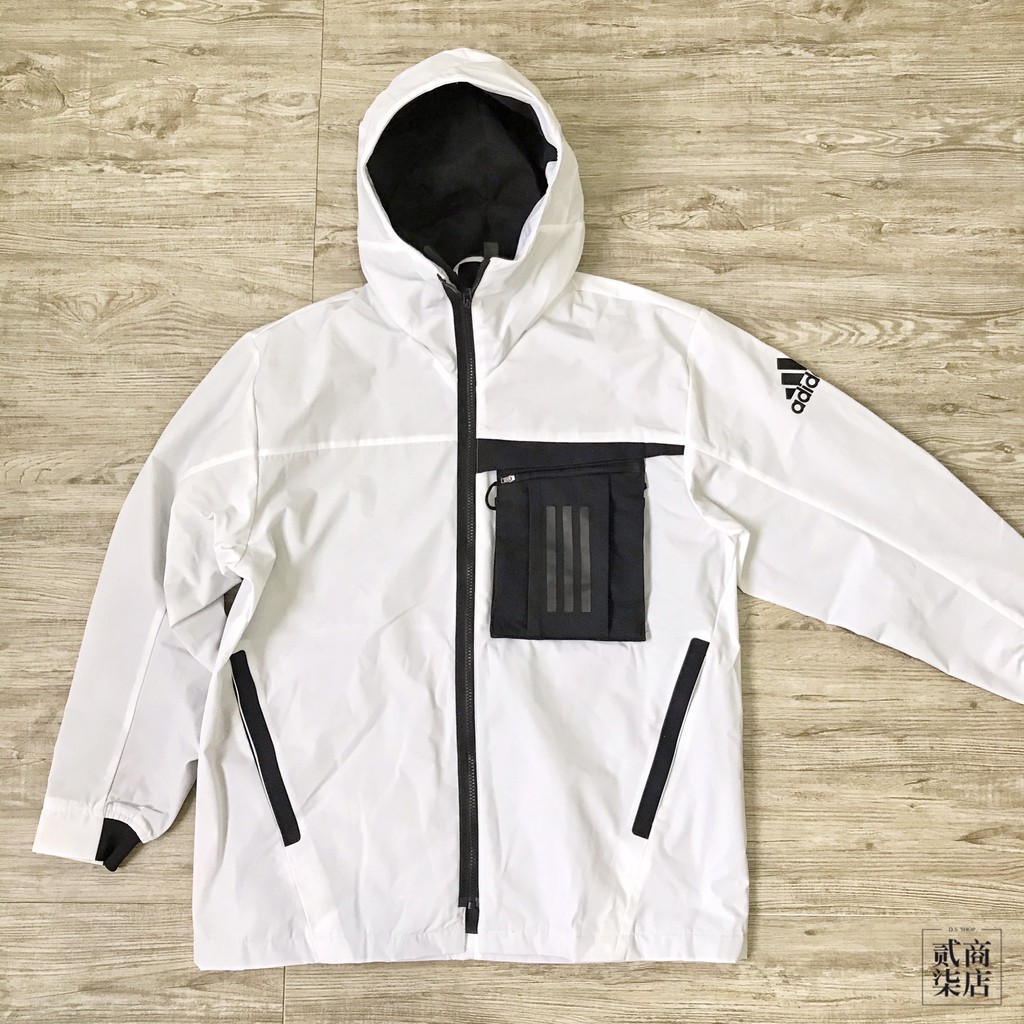 (貳柒商店) adidas O1 WB Travel Jacket 男款 白色 防風外套 工裝 刷毛 FM9394