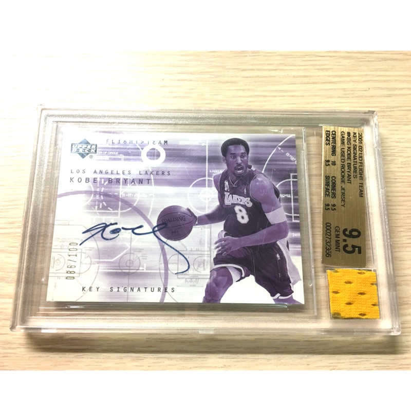 2001-2002 Kobe Bryant 早期限量86/100張卡面簽名卡鑑定金標BGS 9.5（吉利編號86=發囉