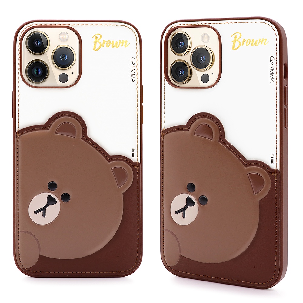 GARMMA LINE FRIENDS iPhone13 手機殼 13Pro 13ProMax 插卡式保護套 哈囉熊大