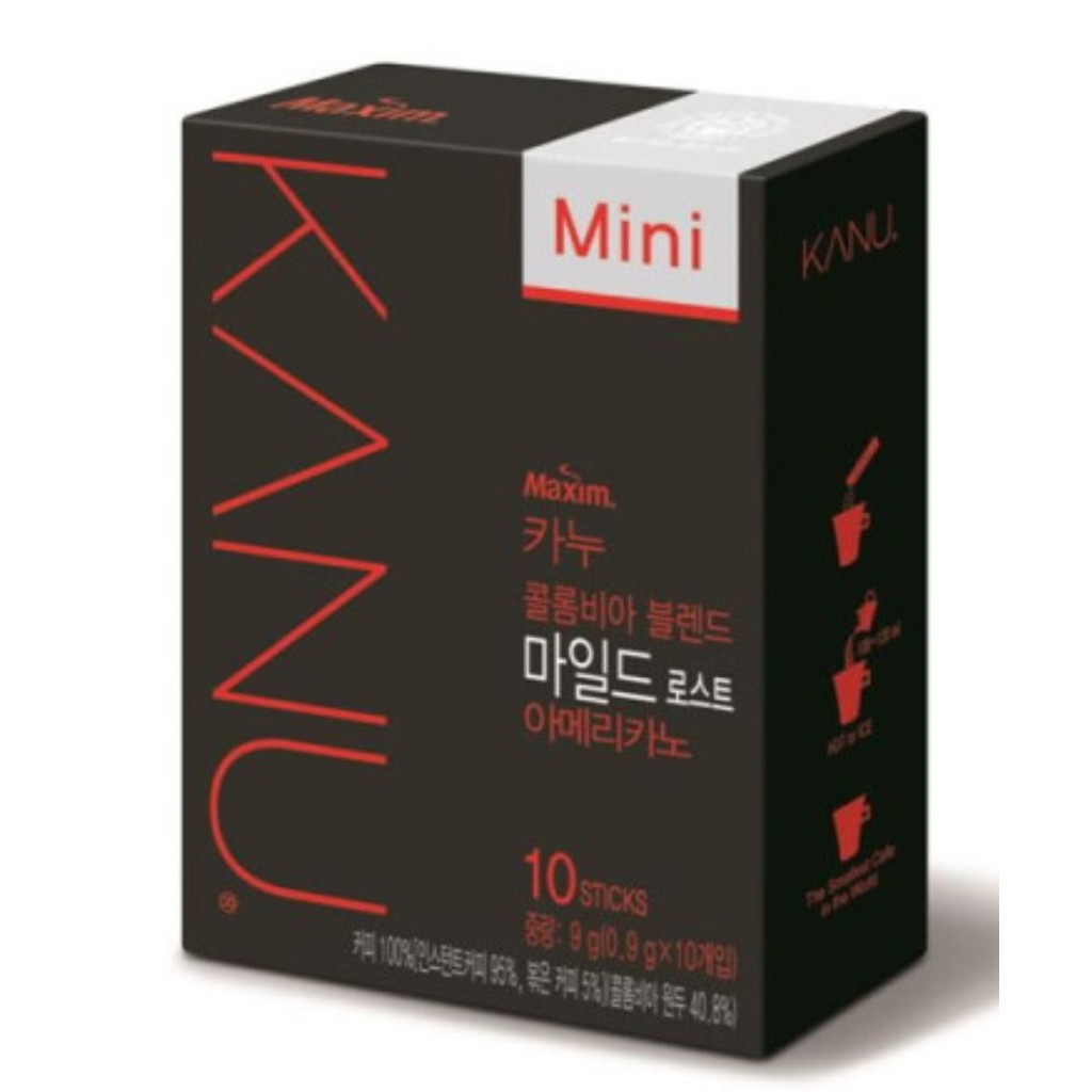 現貨 限量特價 韓國 mini  kanu卡奴美式無糖無奶香醇黑咖啡 0.9g*10包 迷你小盒版 孔劉代言