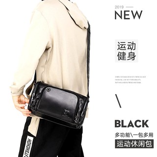 真皮單肩包 包包 皮具 頭層牛皮單肩包 斜挎包 橫款包 機車健身郵差包運動男士真皮斜揹包 側揹包 01臺灣出貨+發票