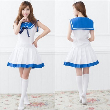 藍白色摺疊海軍服 動漫女仆式水手服 出口日本情趣套裝角色扮演服