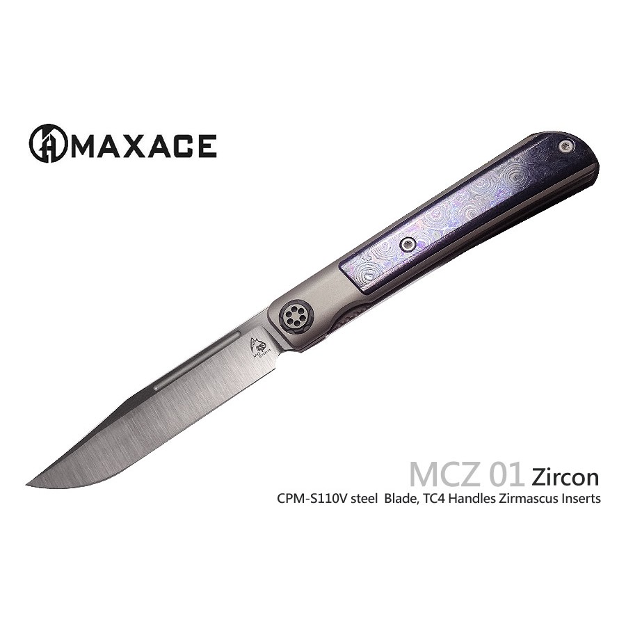 Maxace Zircon MCZ01鈦合金鋯馬鑲嵌柄折刀(CPM-S110V鋼)