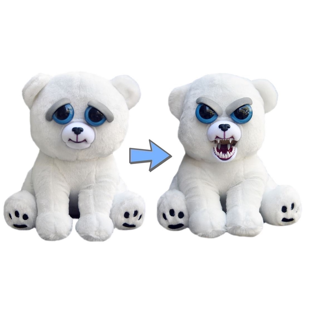 Feisty Pets 正版 一秒變臉 變臉娃娃 約19CM 北極熊 變臉白熊