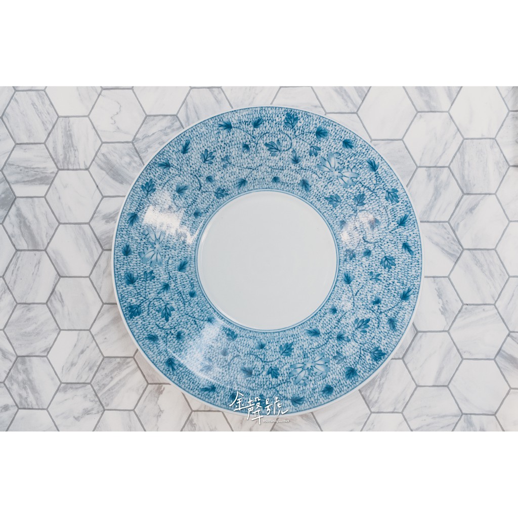 金聲號｜大藍中間白底花盤 插花 瓷盤 日本製 在台現貨 快速出貨