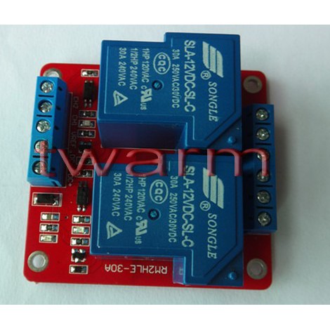 型號：RM2HLE+-30A，2路30A繼電器模塊/大功率/高/低電平觸發 (5V 12V 24V)