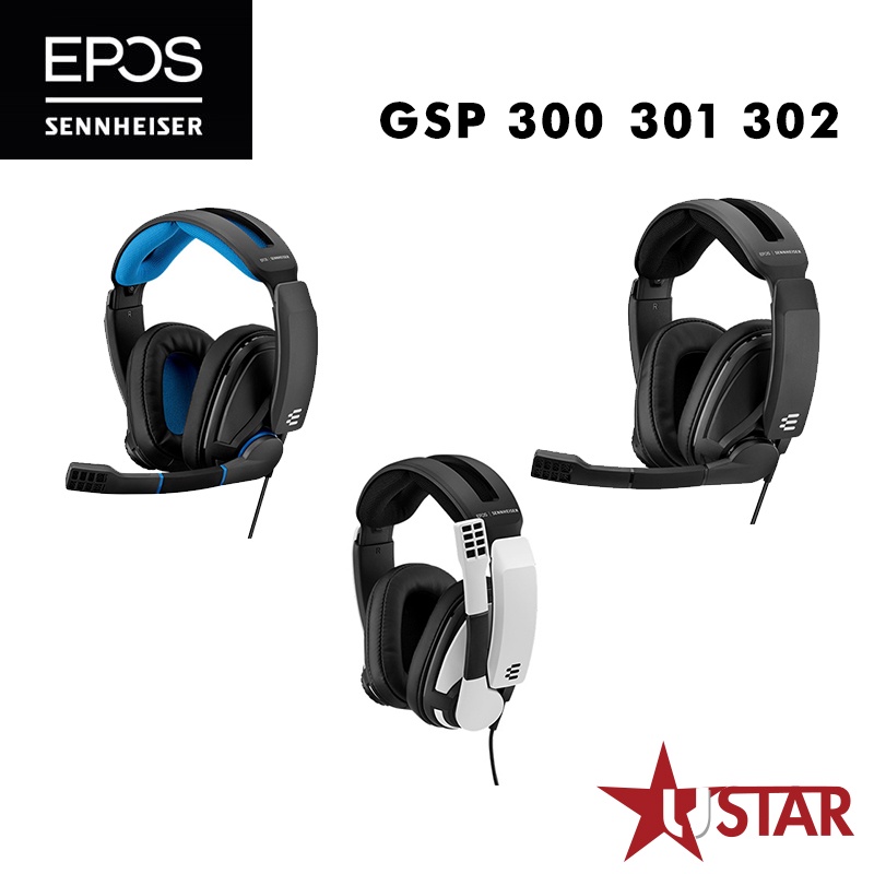 EPOS GSP 300 GSP 301 GSP 302 耳罩式耳機麥克風 黑/白/黑藍