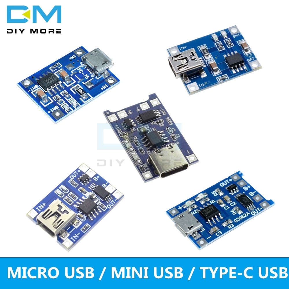 Type-c/micro/mini USB 5V 1A 18650 TC4056A 鋰電池充電板充電器模塊帶保護雙功能1