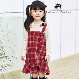 小女童 假兩件式背心裙 格紋連身洋裝 學院風 [85035] RQ POLO 秋冬童裝