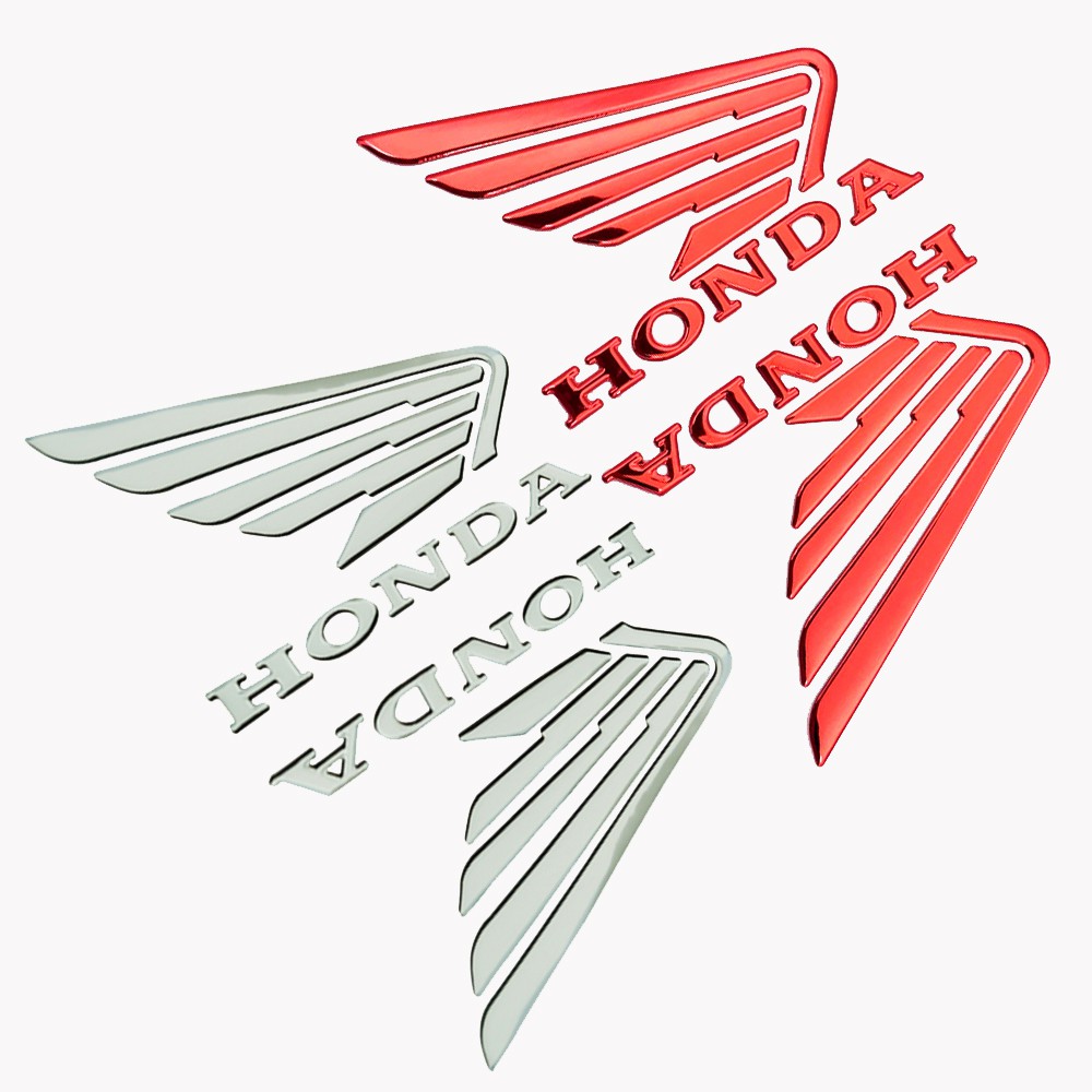 HONDA 摩托車 3D 銀色凝膠橡膠油箱標誌貼花貼紙適用於本田翼套裝