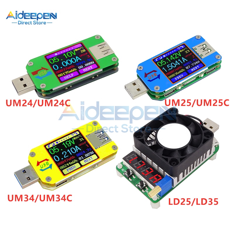 Um24/um24c UM25/UM25C UM34/UM34C Type-C USB電壓表電流表電阻表充電電壓電流測試